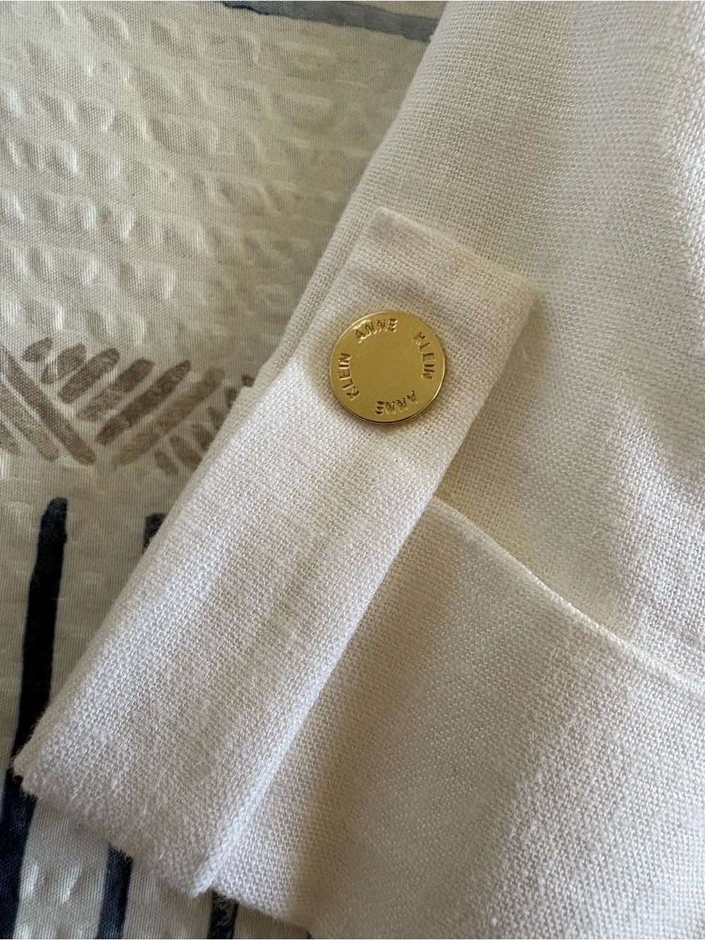 Anne Klein Cream Open Front Linen-Blend Blazer - Picture 7 of 7